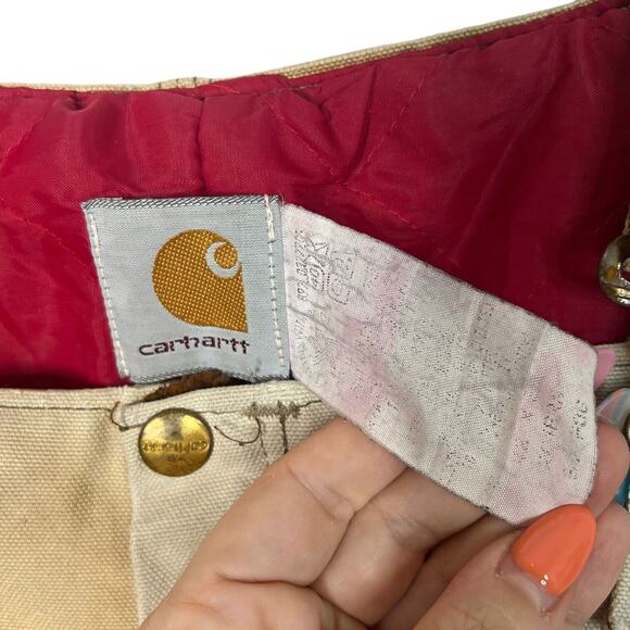 Carhartt VTG Coverall Insulated Double Front Knee Bib Overalls FLAW Tan 42x29 - Picture 10 of 10